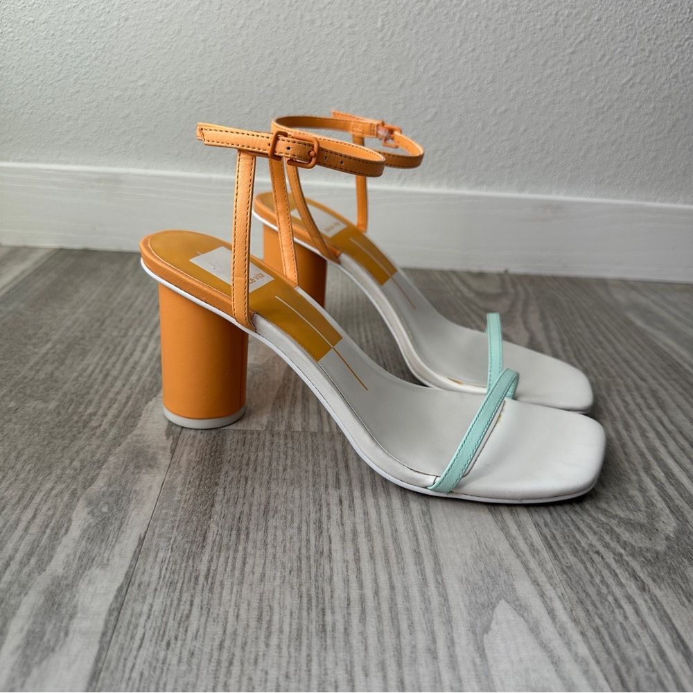 Dolce Vita Orange & Mint Ankle-Strap Block Heel Sandals 6.5